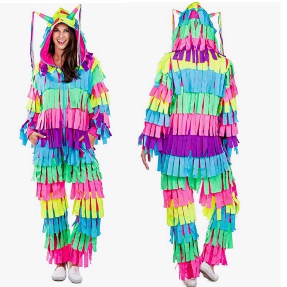 NWT Piñata Costume Hoodie Jumpsuit Tipsy Elves multicolored adult size Medium
